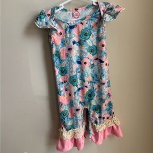 Floral Ruffle Sleeve Romper